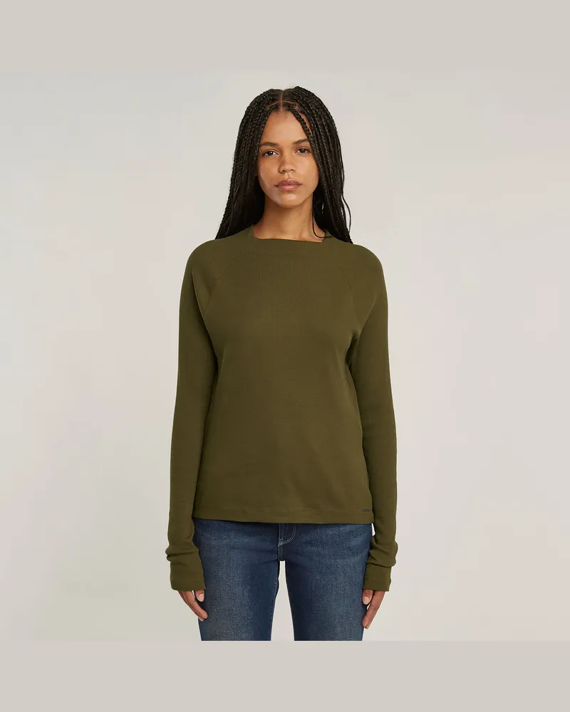 G-STAR RAW Slim Rib Mock Top - Grün - Damen Grün