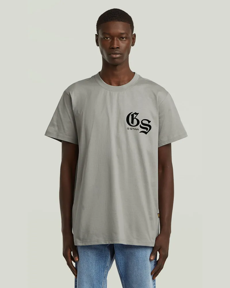 G-STAR RAW Flock Back Loose T-Shirt - Grau - Herren Grau