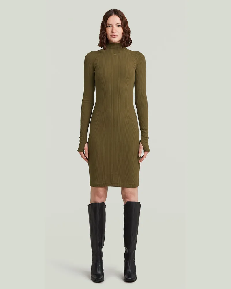 G-STAR RAW Rib Slim Kleid - Grün - Damen Grün