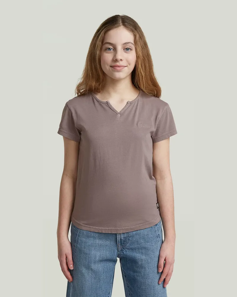 G-STAR RAW Girls Micro Placket Slim T-Shirt - Grau - mädchen Grau