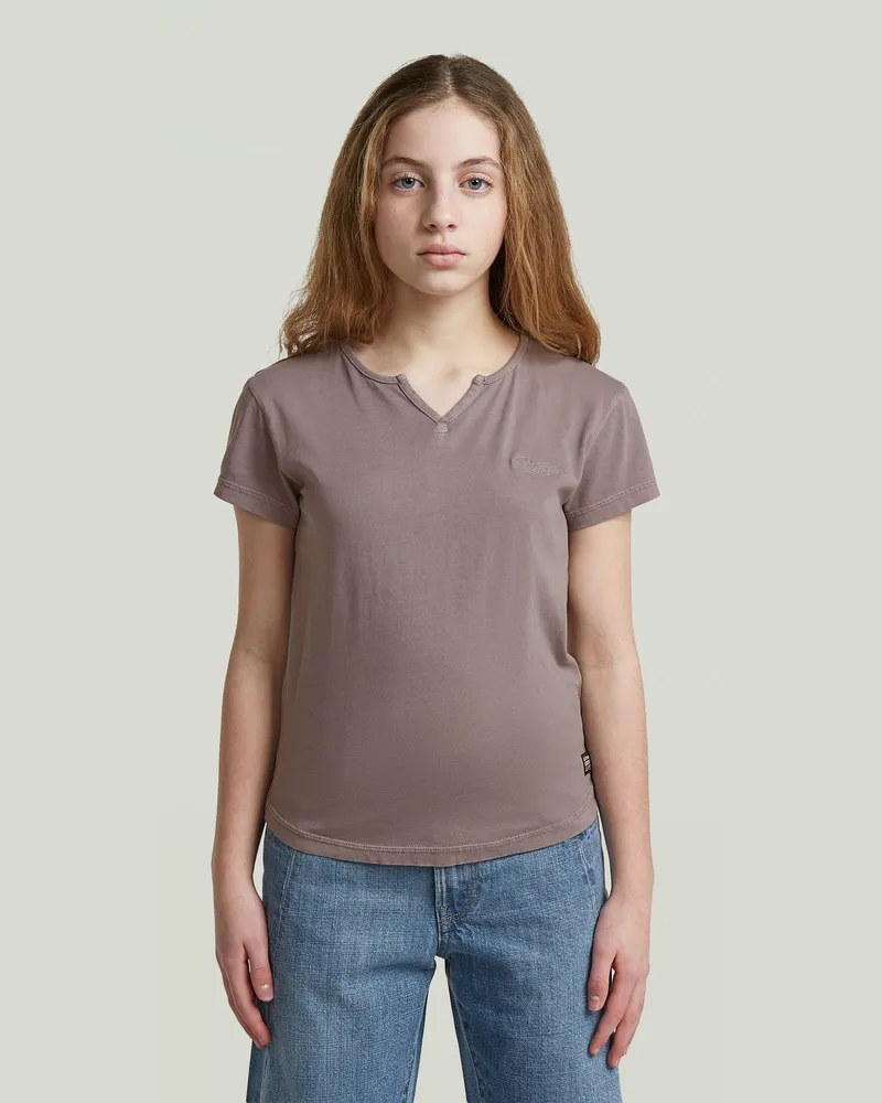 G-STAR RAW Girls Micro Placket Slim T-Shirt - Grau - mädchen Grau