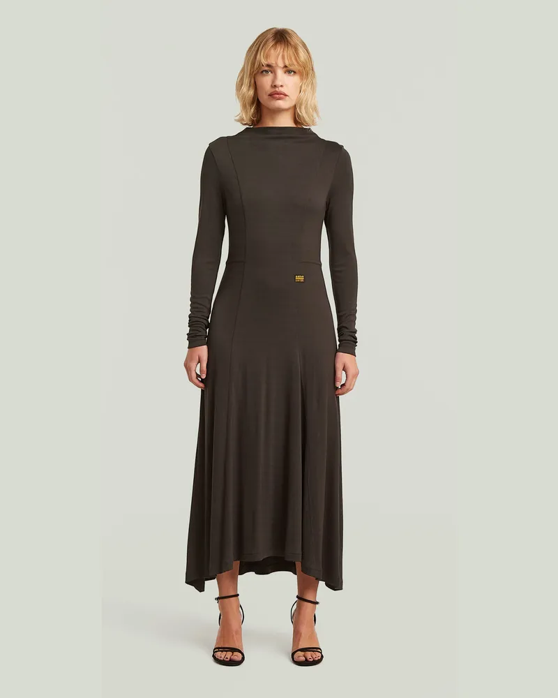 G-STAR RAW Drapiertes Jerseykleid - Braun - Damen Braun