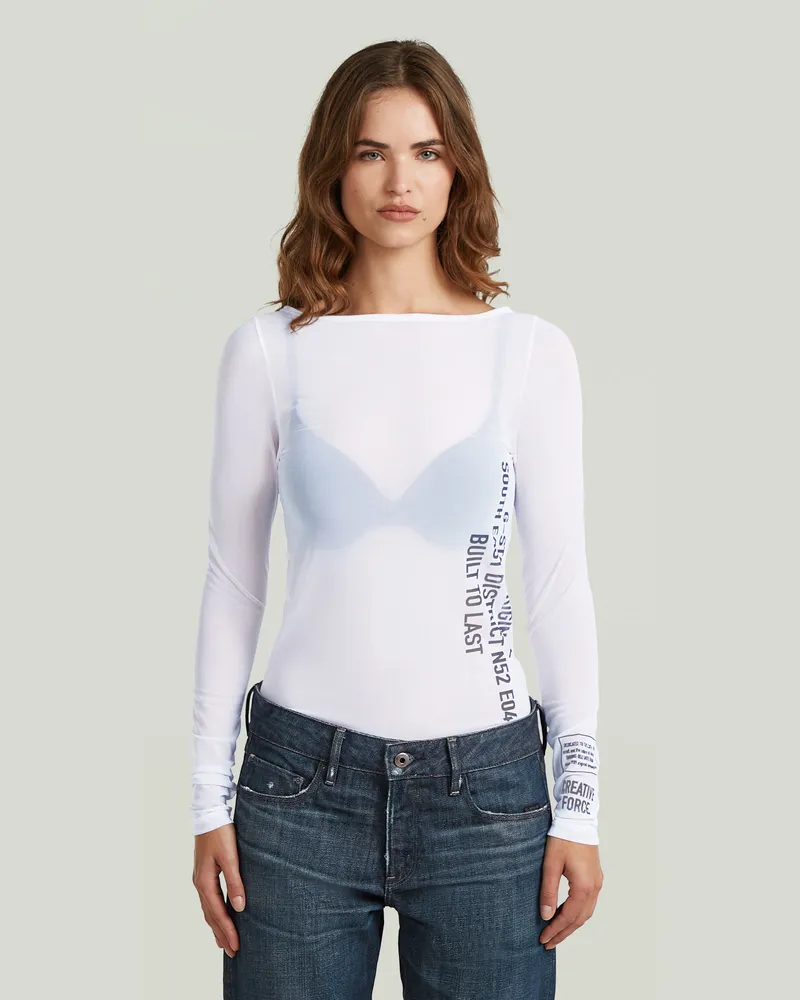 G-STAR RAW Stencil Boat Slim T-Shirt - Weiß - Damen Weiß