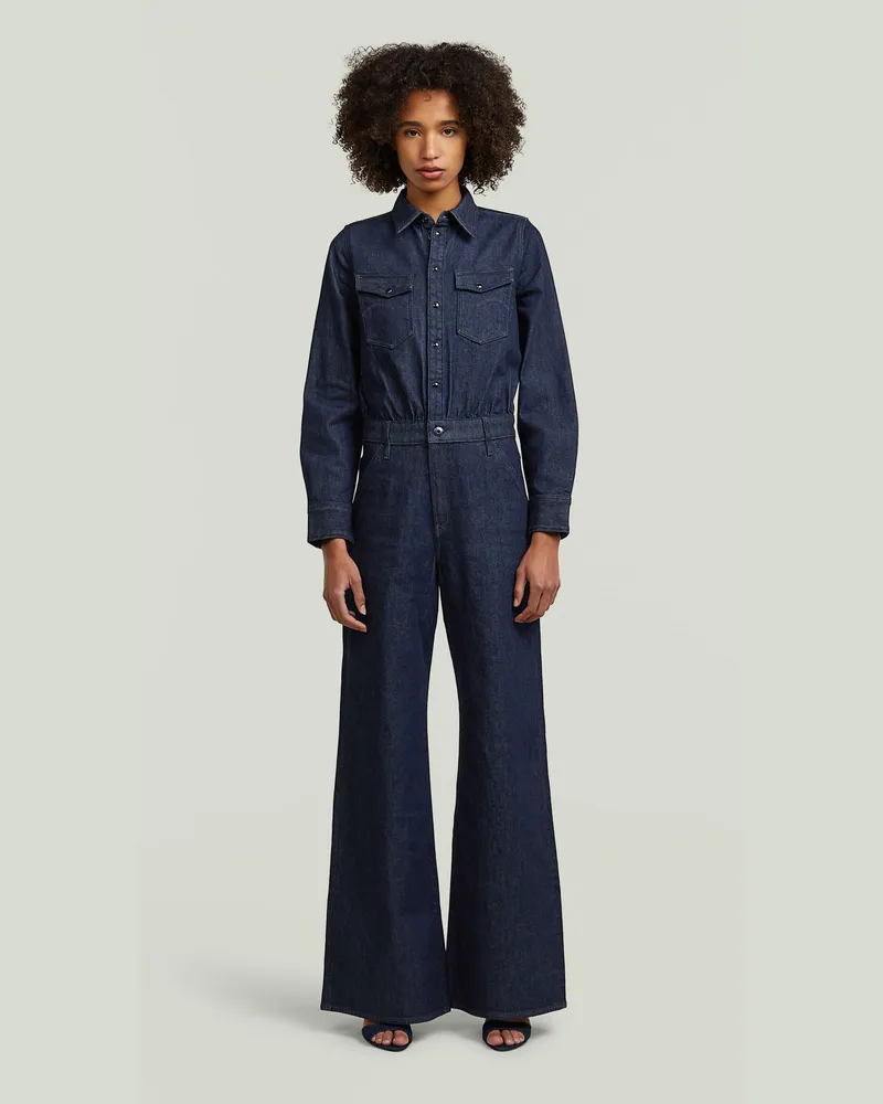 G-STAR RAW Western Wide Leg Jumpsuit - Dunkelblau - Damen Dunkelblau