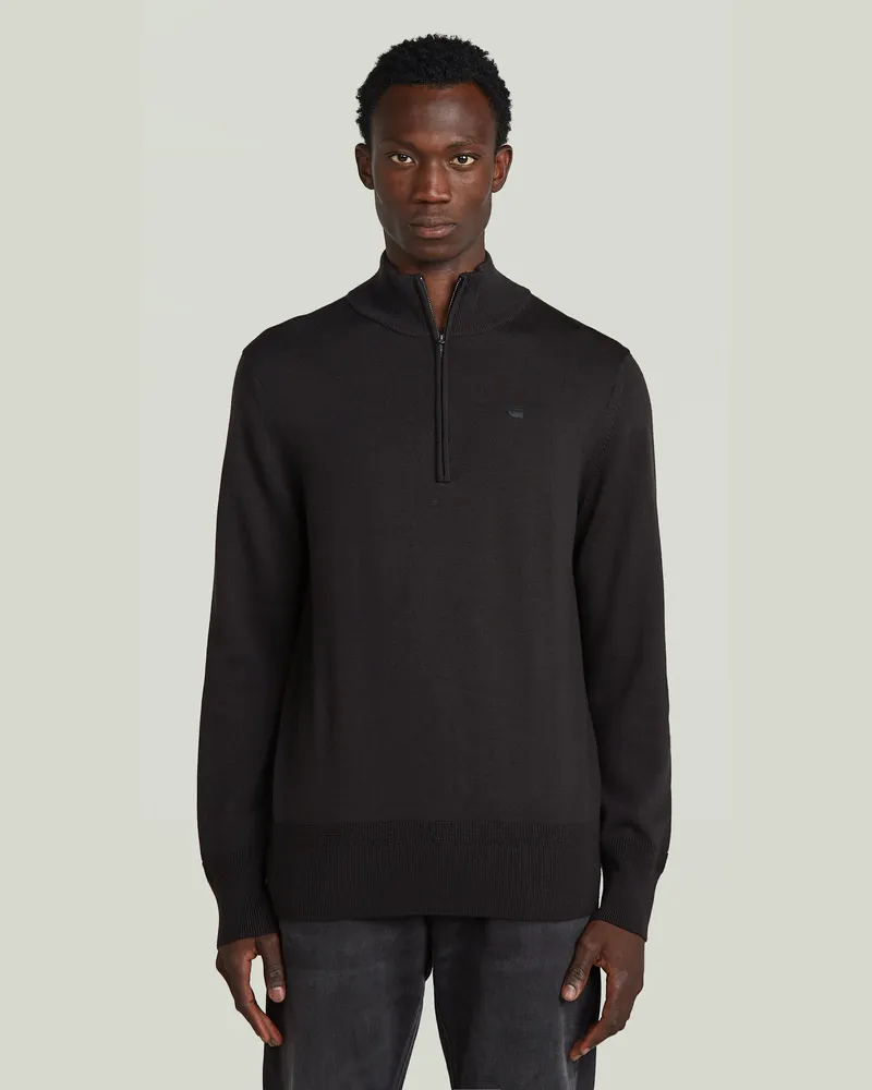 G-STAR RAW Premium Core Half Zip Knit - Schwarz - Herren Schwarz