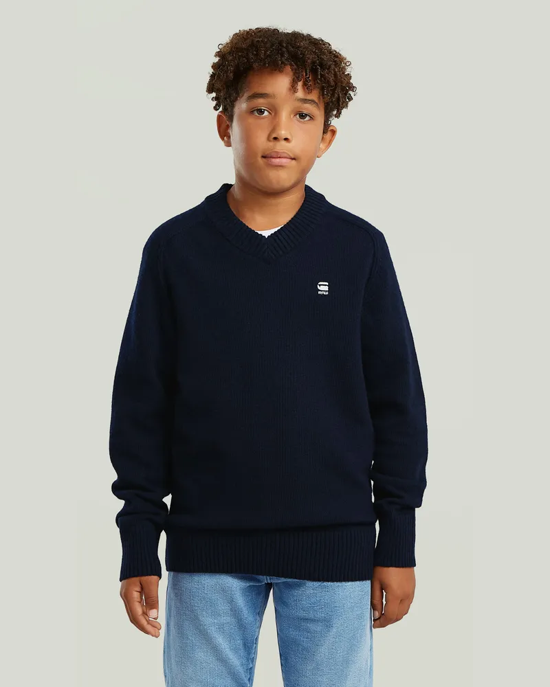 G-STAR RAW Boys Rag V Neck Knit - Dunkelblau - jungen Dunkelblau