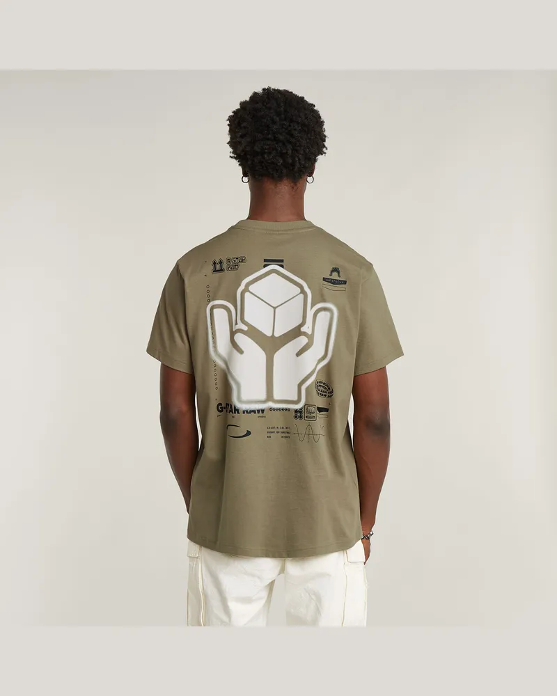G-STAR RAW Back Graphic Loose T-Shirt - Grün - Herren Grün