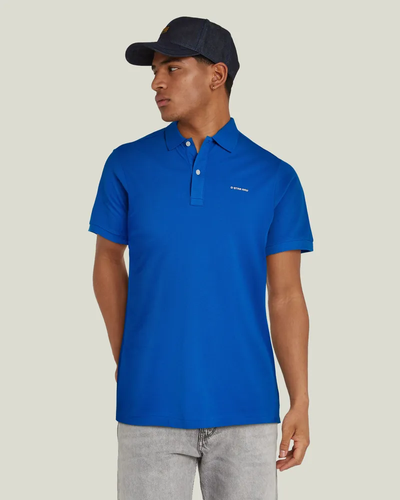 G-STAR RAW Oluv Slim Poloshirt - Mittelblau - Herren Mittelblau