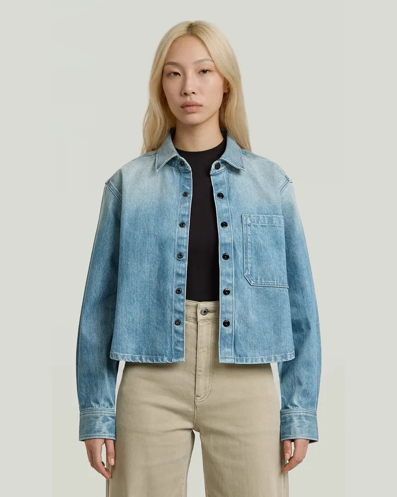 G-STAR RAW Boxy Relaxed 1-Pocket Hemd - Mittelblau - Damen Mittelblau