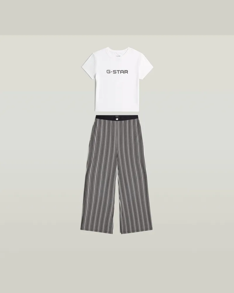 G-STAR RAW Tee and Wide Leg Pant Set - Mehrfarbig - Damen Mehrfarbig