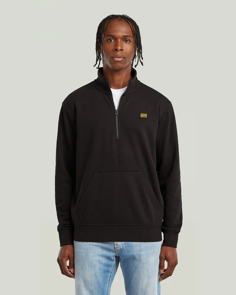 G-STAR RAW Half Zip Sweatshirt Label Badge - Schwarz - Herren Schwarz