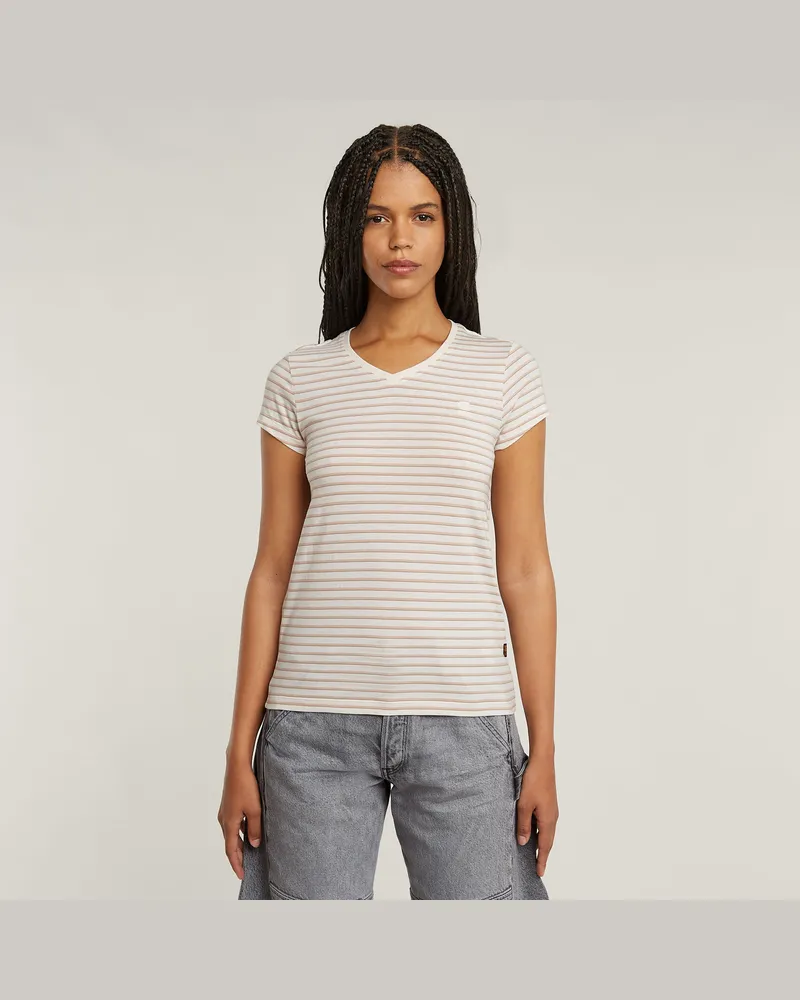 G-STAR RAW Stripe Eyben Slim V-Neck T-Shirt 2.0 - Mehrfarbig - Damen Mehrfarbig