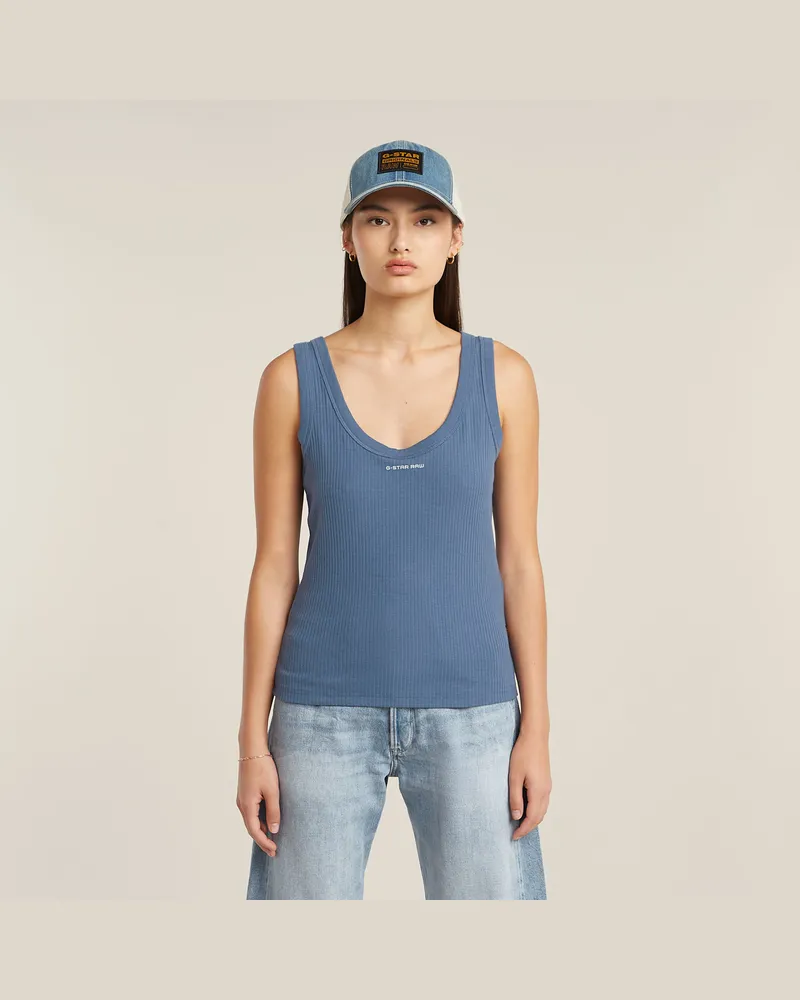 G-STAR RAW Slim Rib Tanktop - Mittelblau - Damen Mittelblau