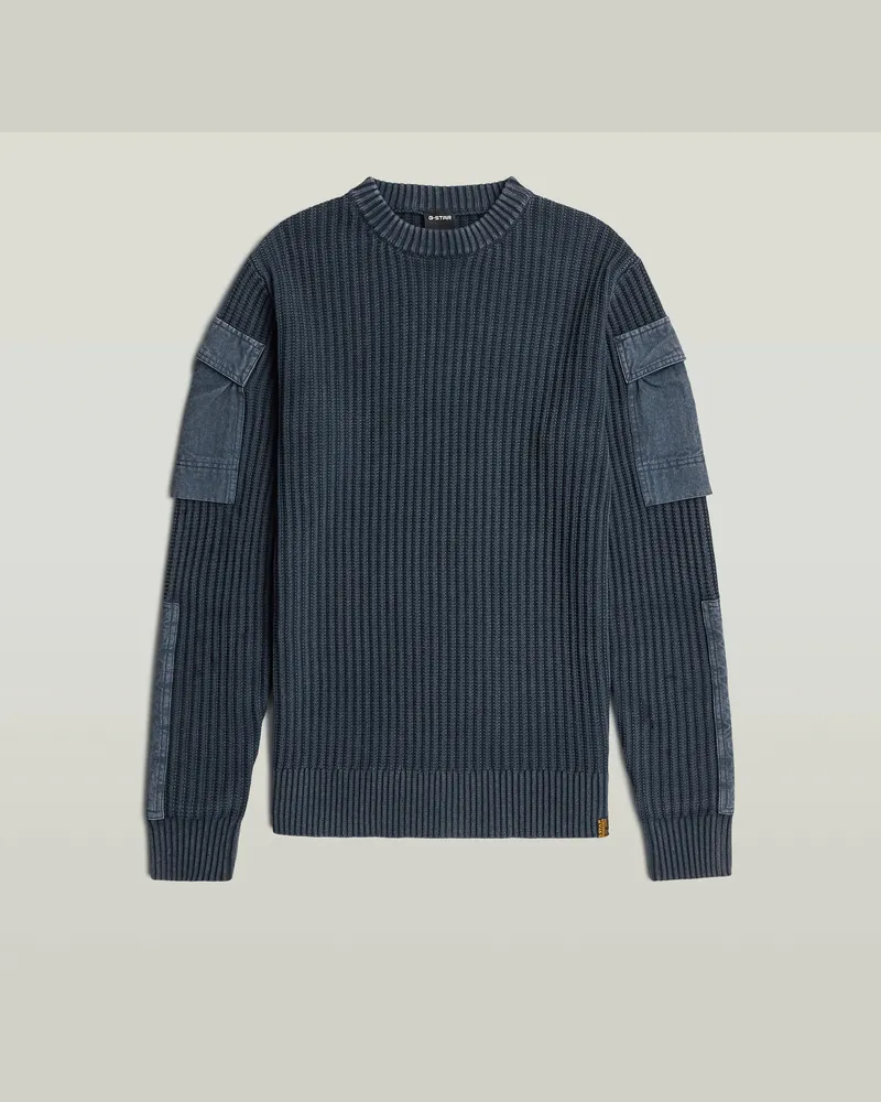 G-STAR RAW Woven Mix Washed Knit Pullover - Dunkelblau - Herren Dunkelblau