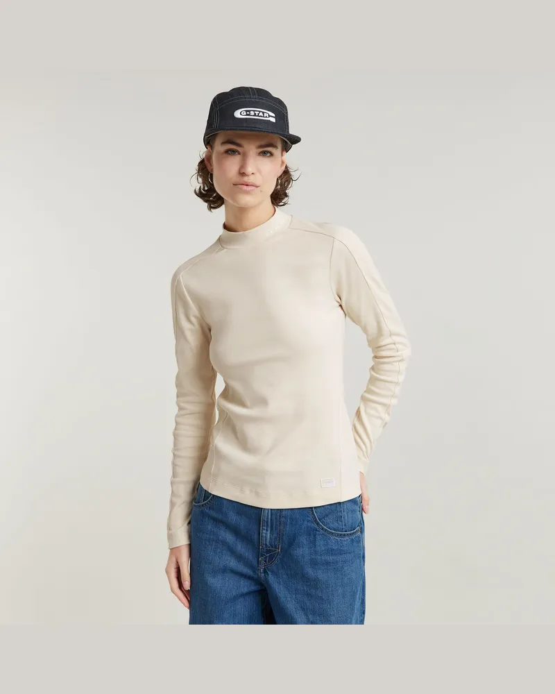G-STAR RAW Slim Rib Mock Top - Weiß - Damen Weiß