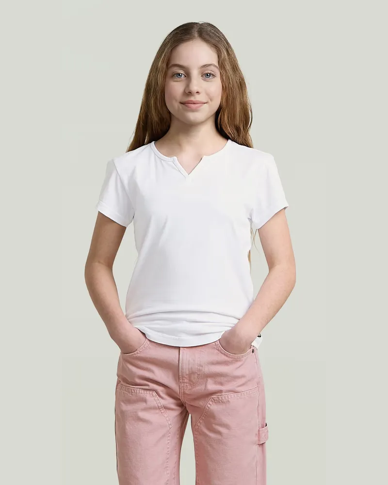 G-STAR RAW Girls Micro Placket Slim T-Shirt - Weiß - mädchen Weiß