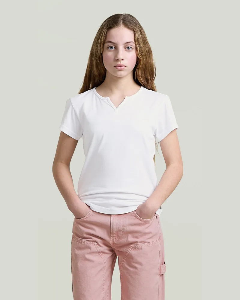 G-STAR RAW Girls Micro Placket Slim T-Shirt - Weiß - mädchen Weiß