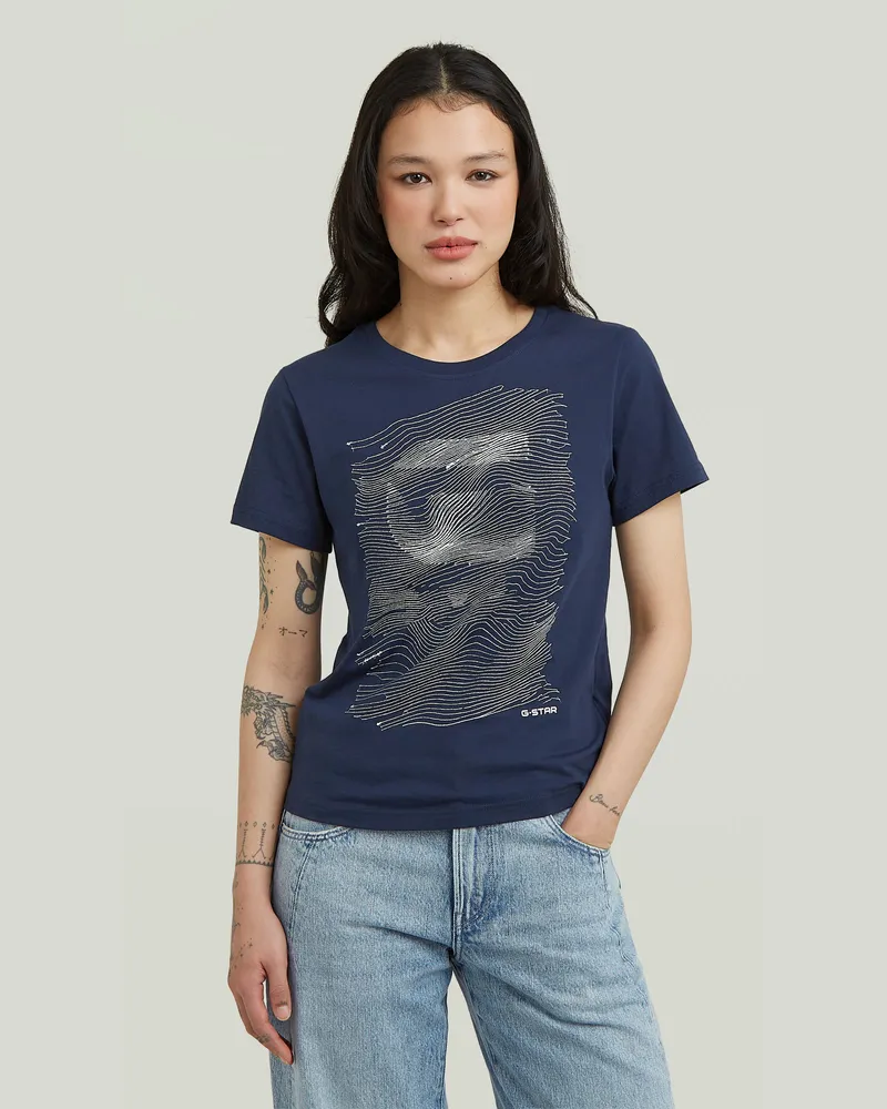 G-STAR RAW Graphic T-Shirt - Dunkelblau - Damen Dunkelblau