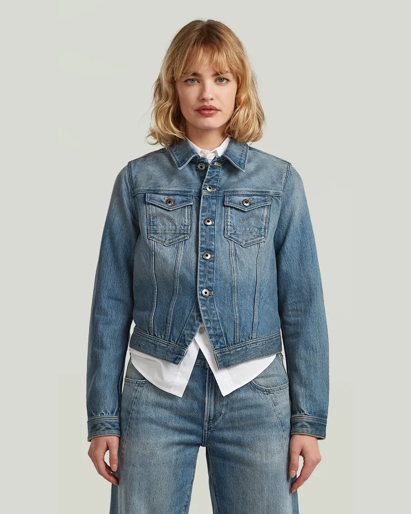 G-STAR RAW Pitched Hem Slim Jacke - Hellblau - Damen Hellblau