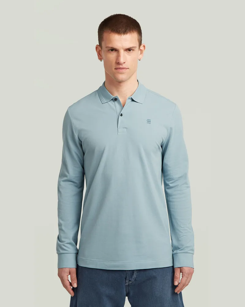 G-STAR RAW Dunda Slim Polo Long Sleeve - Hellblau - Herren Hellblau