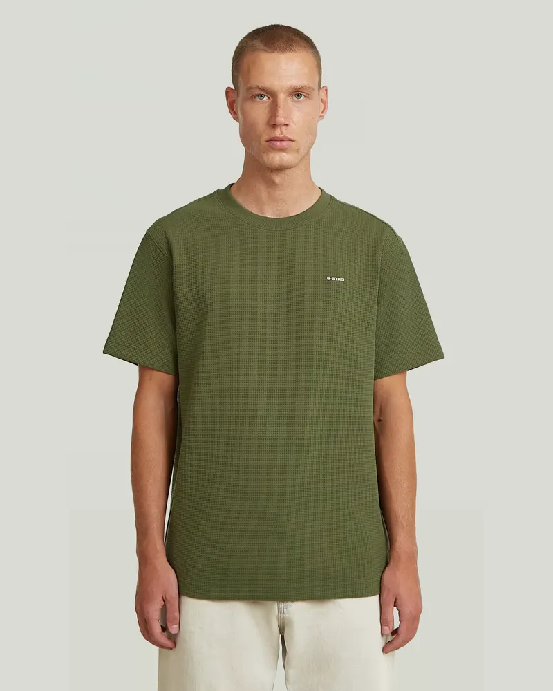 G-STAR RAW Waffle True Regular T-Shirt - Grün - Herren Grün