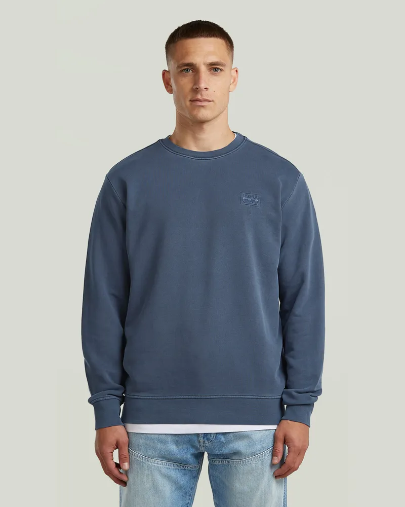 G-STAR RAW Logo Overdyed Sweater - Dunkelblau - Herren Dunkelblau