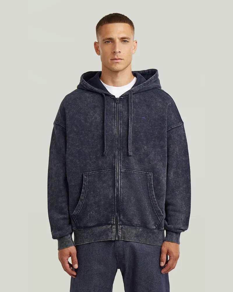 G-STAR RAW Washed Loose Full Zip Hoodie - Dunkelblau - Herren Dunkelblau