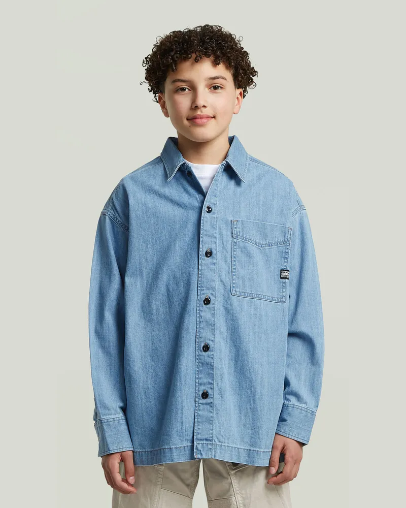 G-STAR RAW Boys Boxy Fit Hemd - Hellblau - jungen Hellblau