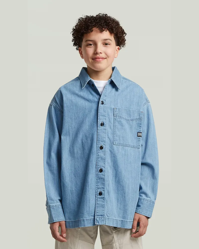 G-STAR RAW Boys Boxy Fit Hemd - Hellblau - jungen Hellblau