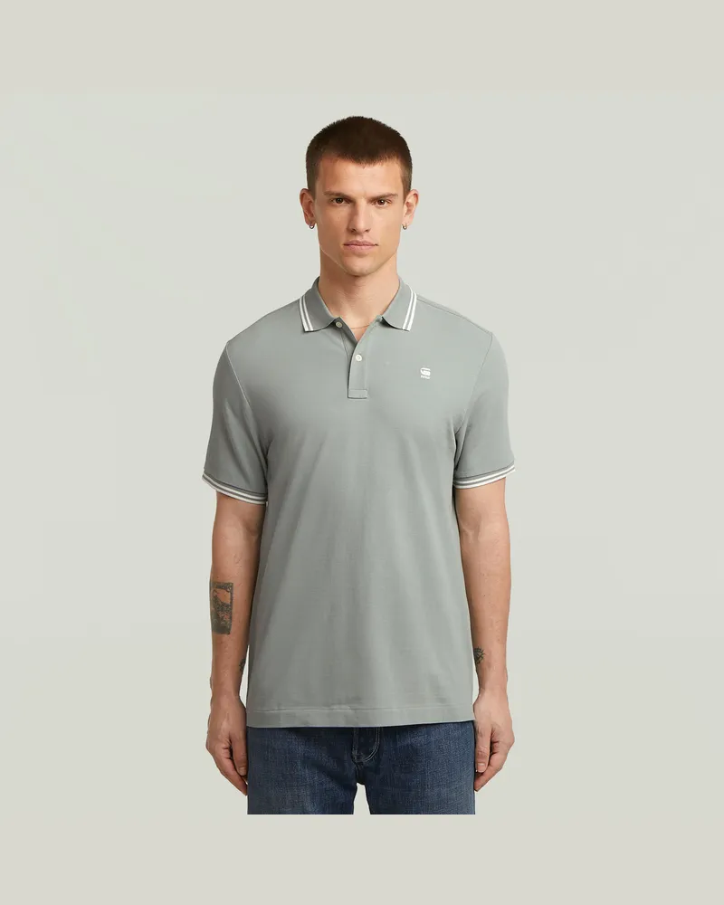 G-STAR RAW Dunda Slim Stripe Poloshirt - Hellblau - Herren Hellblau