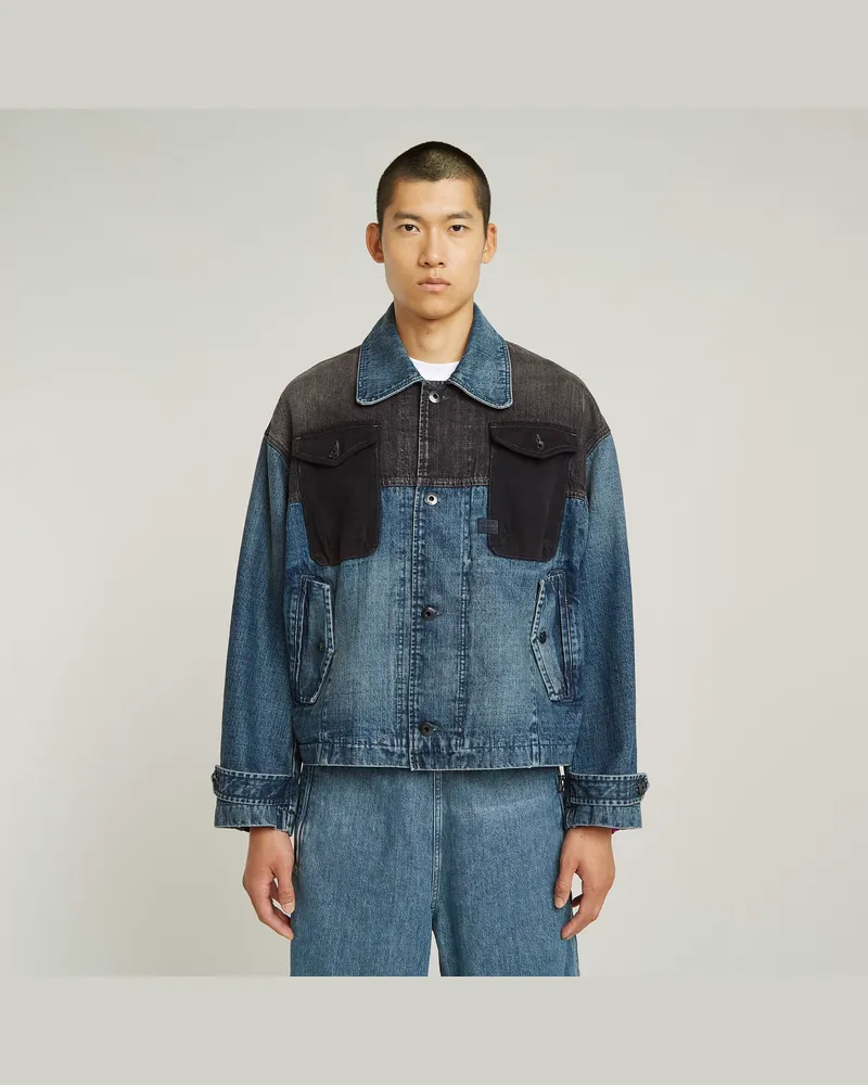 G-STAR RAW FACETASM Unisex Worker Jacke - Mittelblau - Herren Mittelblau