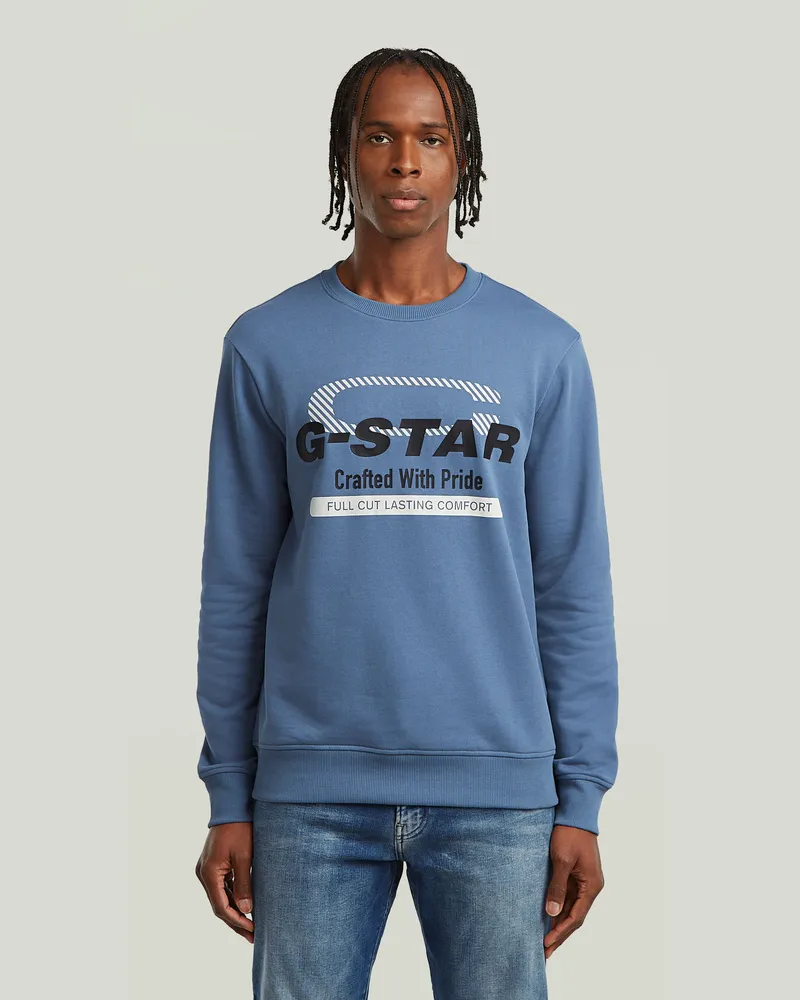 G-STAR RAW Center Chest Logo Sweatshirt - Mittelblau - Herren Mittelblau