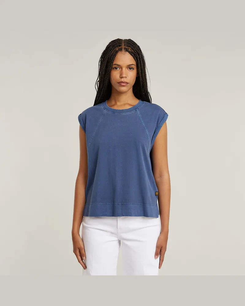 G-STAR RAW Back Zip Overdyed Top - Mittelblau - Damen Mittelblau