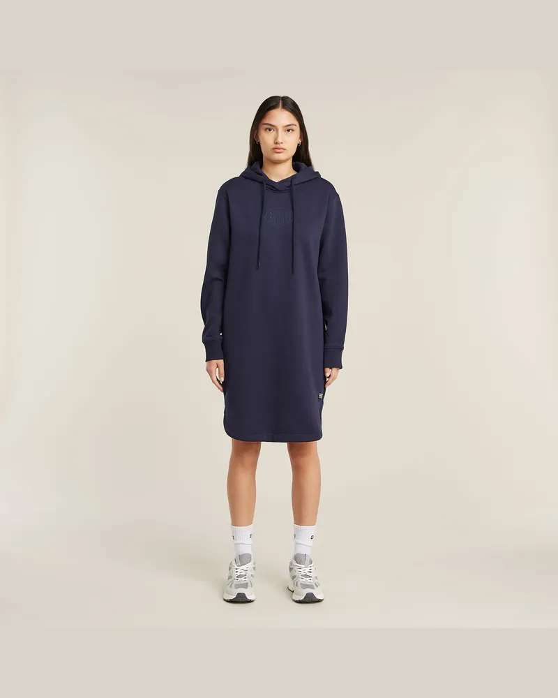 G-STAR RAW Logo Hooded Sweater Kleid - Dunkelblau - Damen Dunkelblau