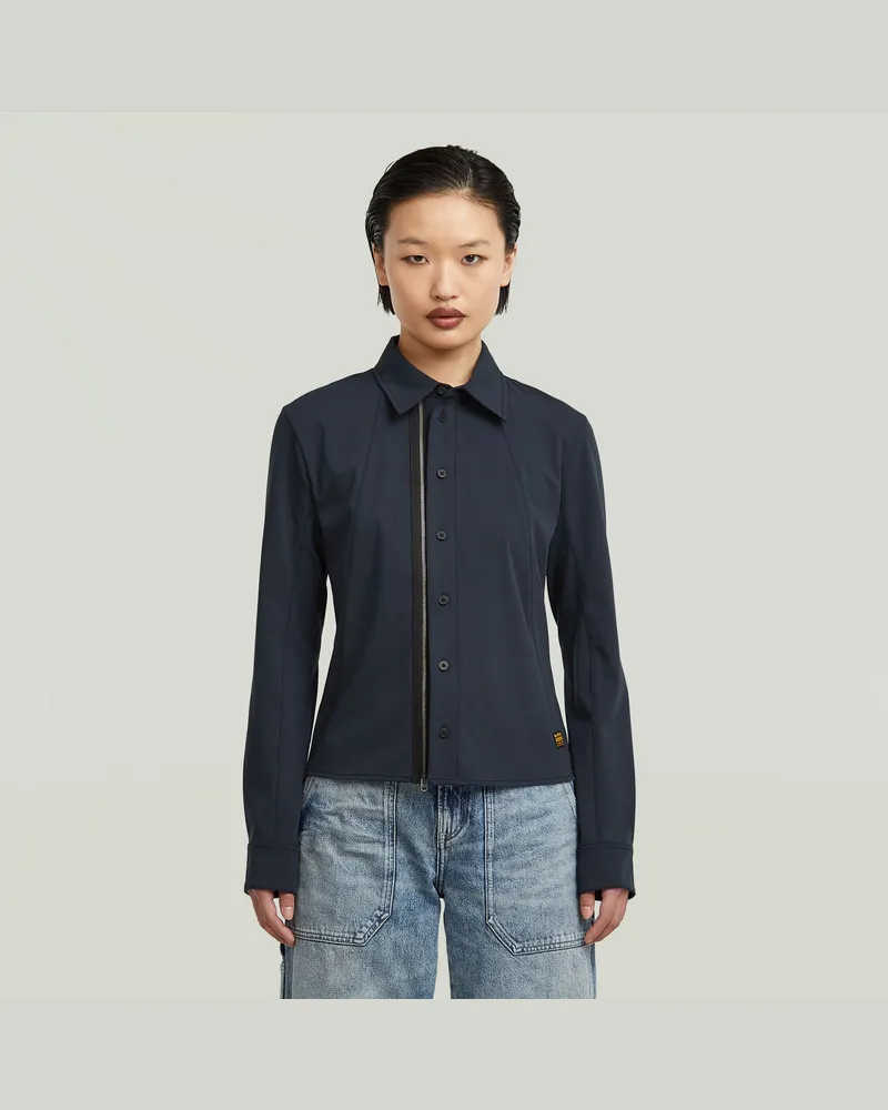 G-STAR RAW Hemd mit Reißverschluss und schmaler Passform - Dunkelblau - Damen Dunkelblau