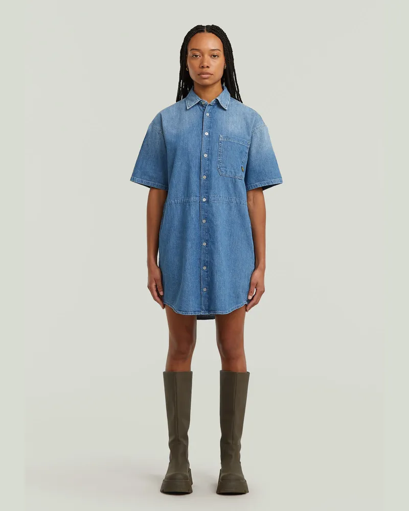 G-STAR RAW Relaxed Drawcord Kleid - Mittelblau - Damen Mittelblau