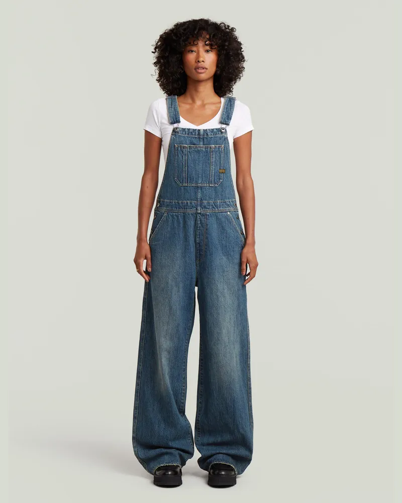 G-STAR RAW Straight Leg Latzhose - Dunkelblau - Damen Dunkelblau