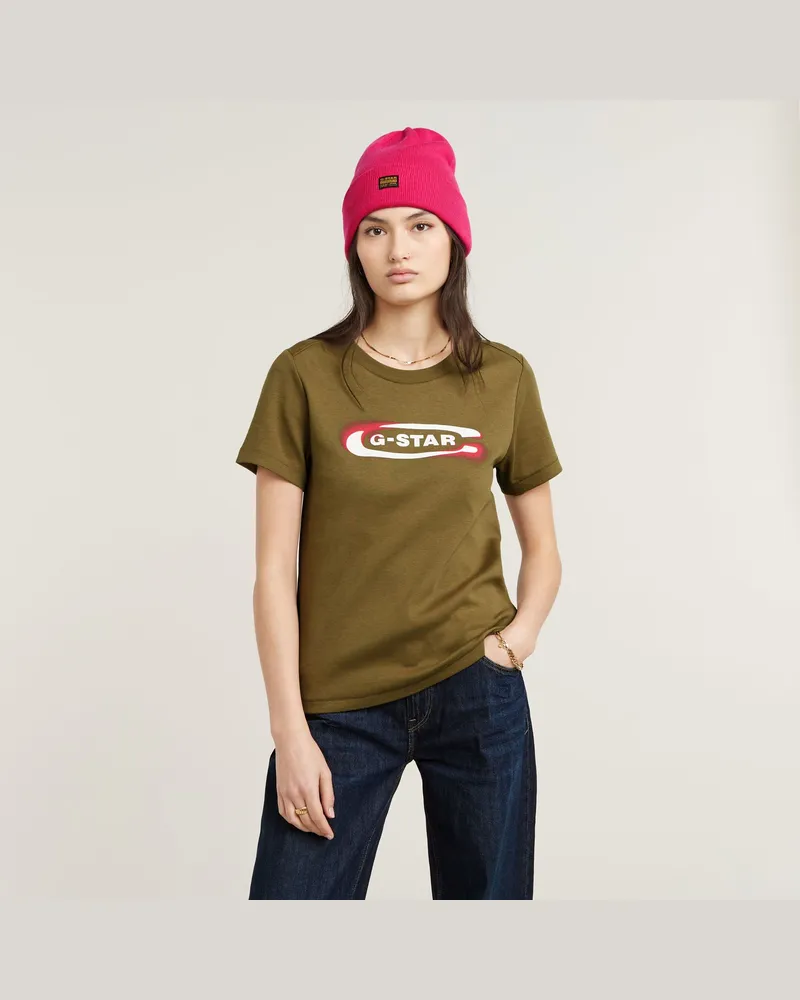 G-STAR RAW Old Skool Logo Top - Grün - Damen Grün