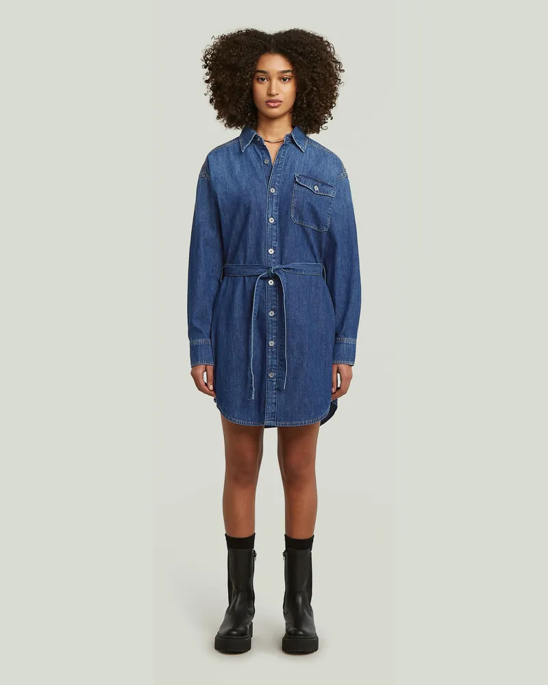 G-STAR RAW Belted Shirt Kleid - Dunkelblau - Damen Dunkelblau