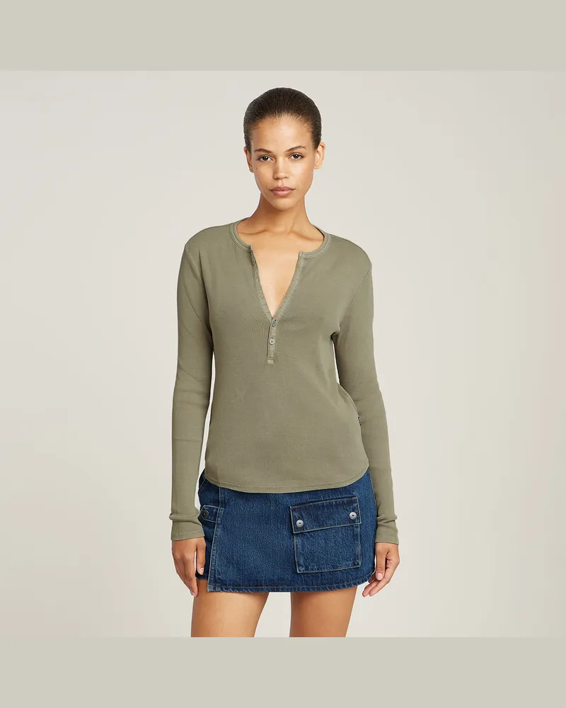 G-STAR RAW Deep V-Neck Slim Top - Grün - Damen Grün