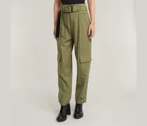 High Paperbag Hose - Grün - Damen