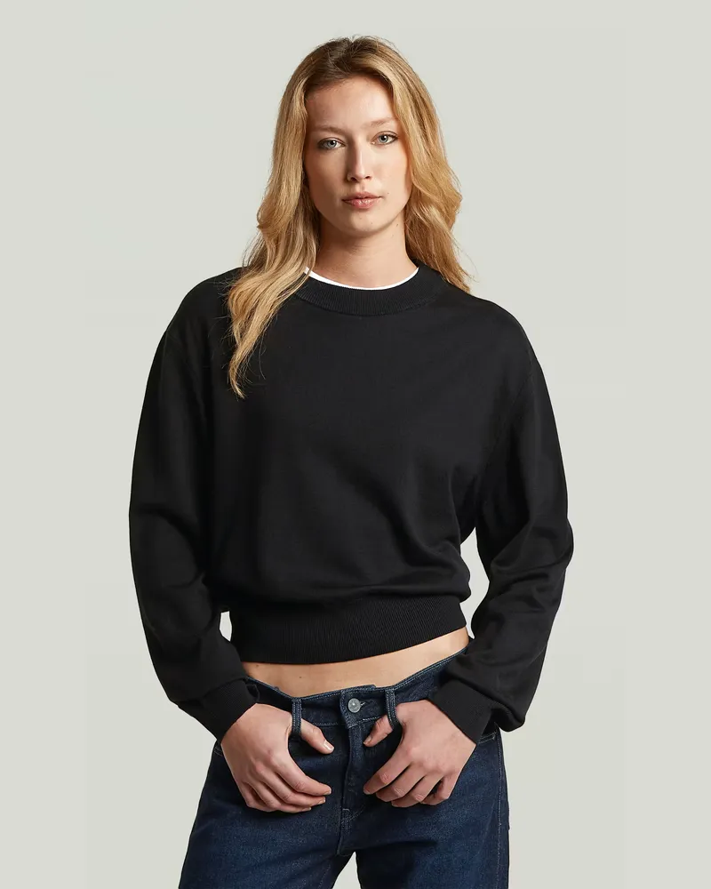 G-STAR RAW Rib Knit Sweat Pullover - Schwarz - Damen Schwarz