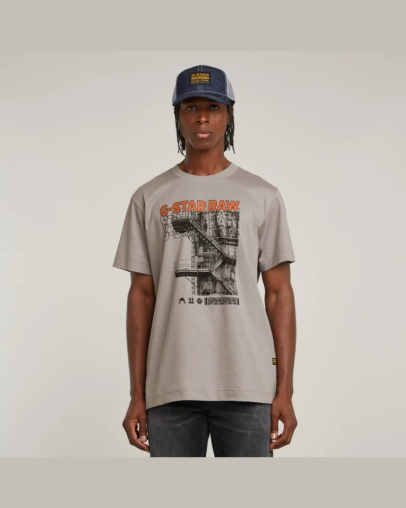 G-STAR RAW Stairs Graphic Loose T-Shirt - Grau - Herren Grau