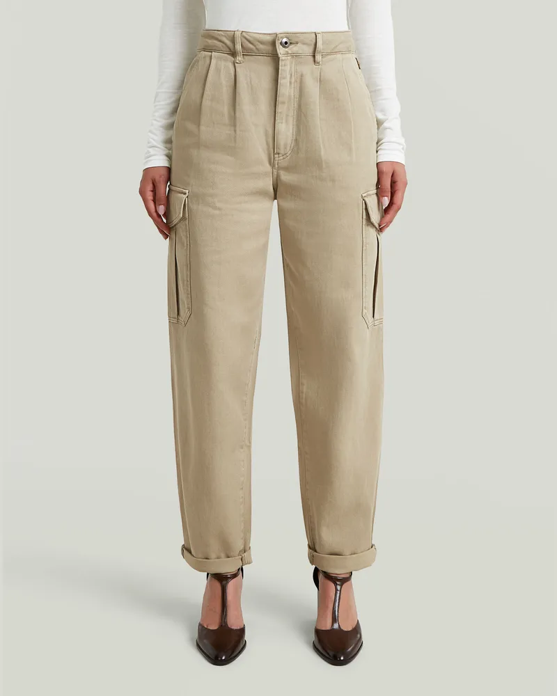 G-STAR RAW Pleated Tapered Cargo Chino - Beige - Damen Beige