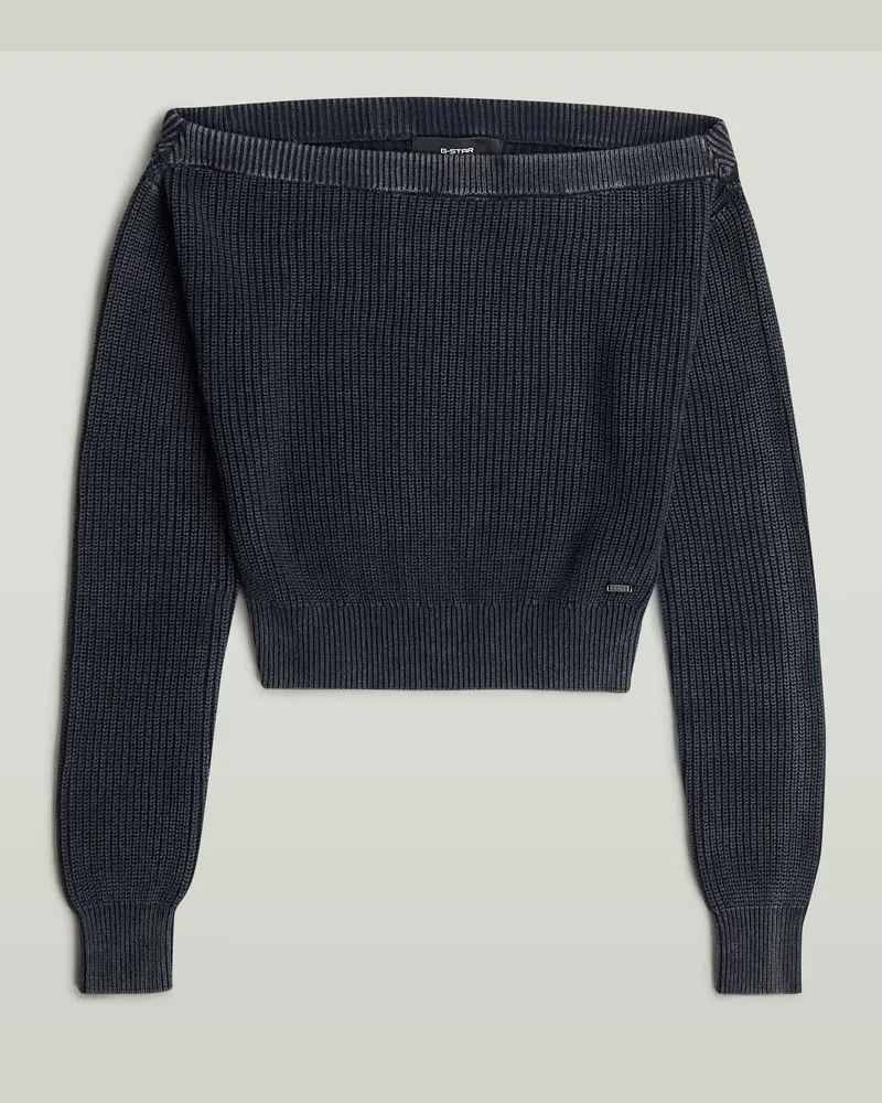 G-STAR RAW Off Shoulder Washed Knit - Dunkelblau - Damen Dunkelblau