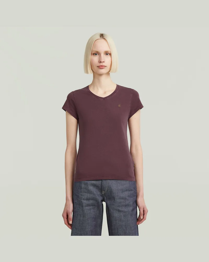 G-STAR RAW Overdyed Eyben Slim V T-Shirt - Rot - Damen Rot