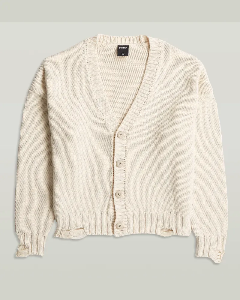 G-STAR RAW Distressed Cardigan Knit - Weiß - Damen Weiß