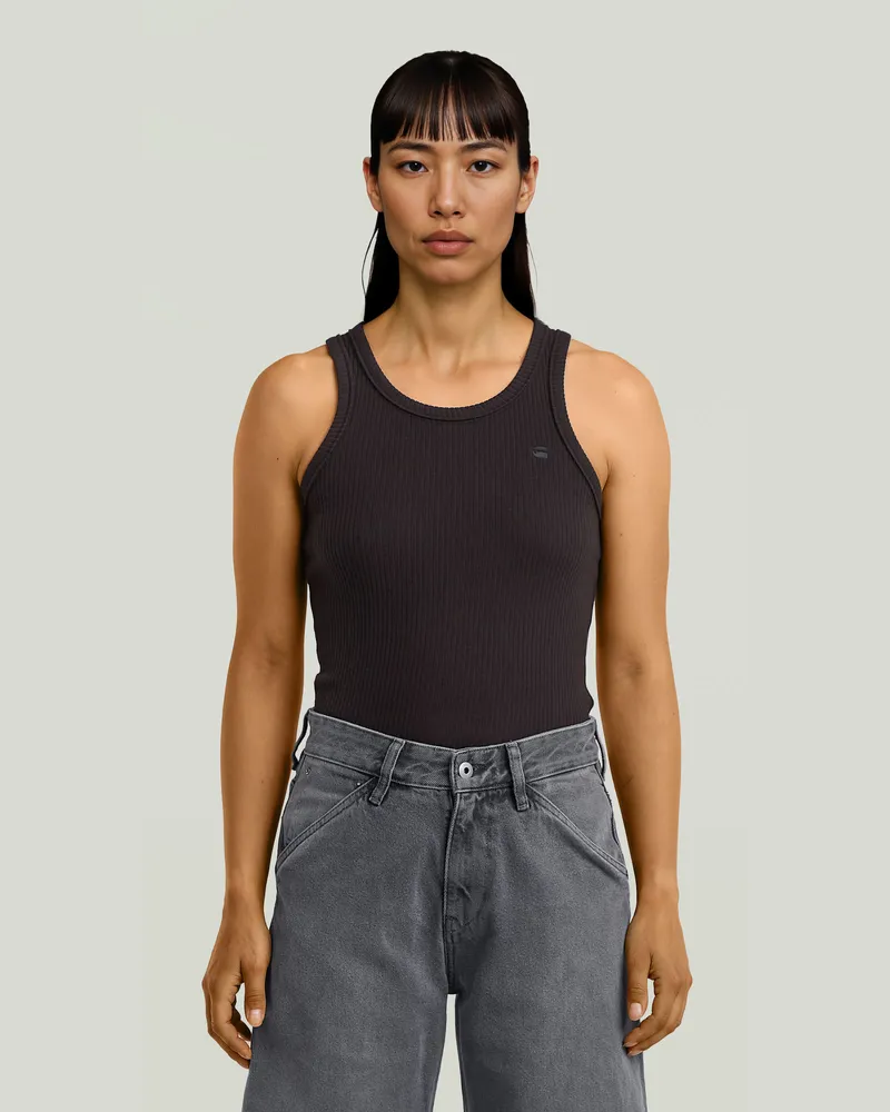 G-STAR RAW Ribbed Tanktop - Schwarz - Damen Schwarz