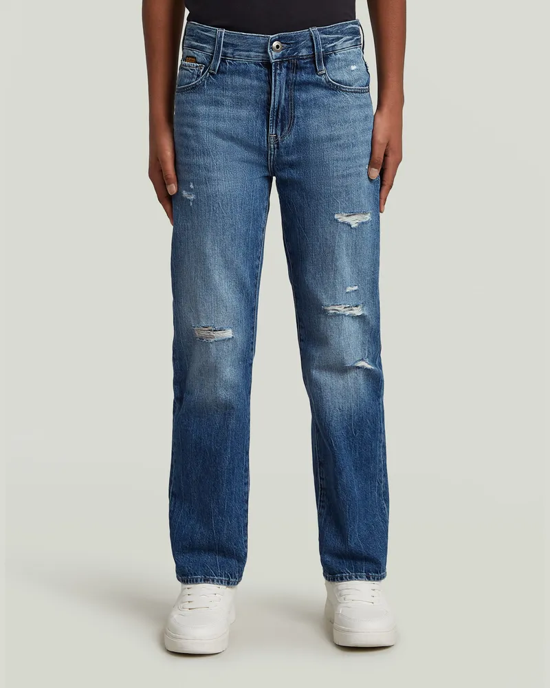 G-STAR RAW Girls Victoria Straight Destroy Jeans - Mittelblau - mädchen Mittelblau
