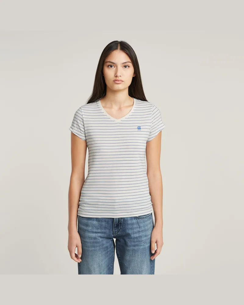 G-STAR RAW Stripe Eyben Slim V-Neck T-Shirt 2.0 - Mehrfarbig - Damen Mehrfarbig